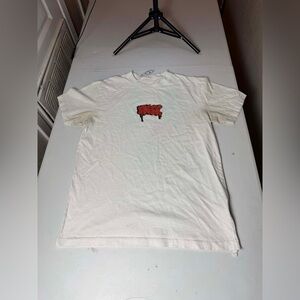 Off-White Off-White Tee White Red Spray Paint Used Sz M stain dirty